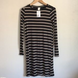 Striped long sleeve body con dress